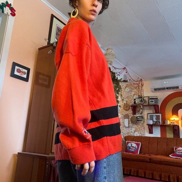 1990s Nike Team Canada 100% Acrylic collared striped hockey sweater! - Picture 4 of 16